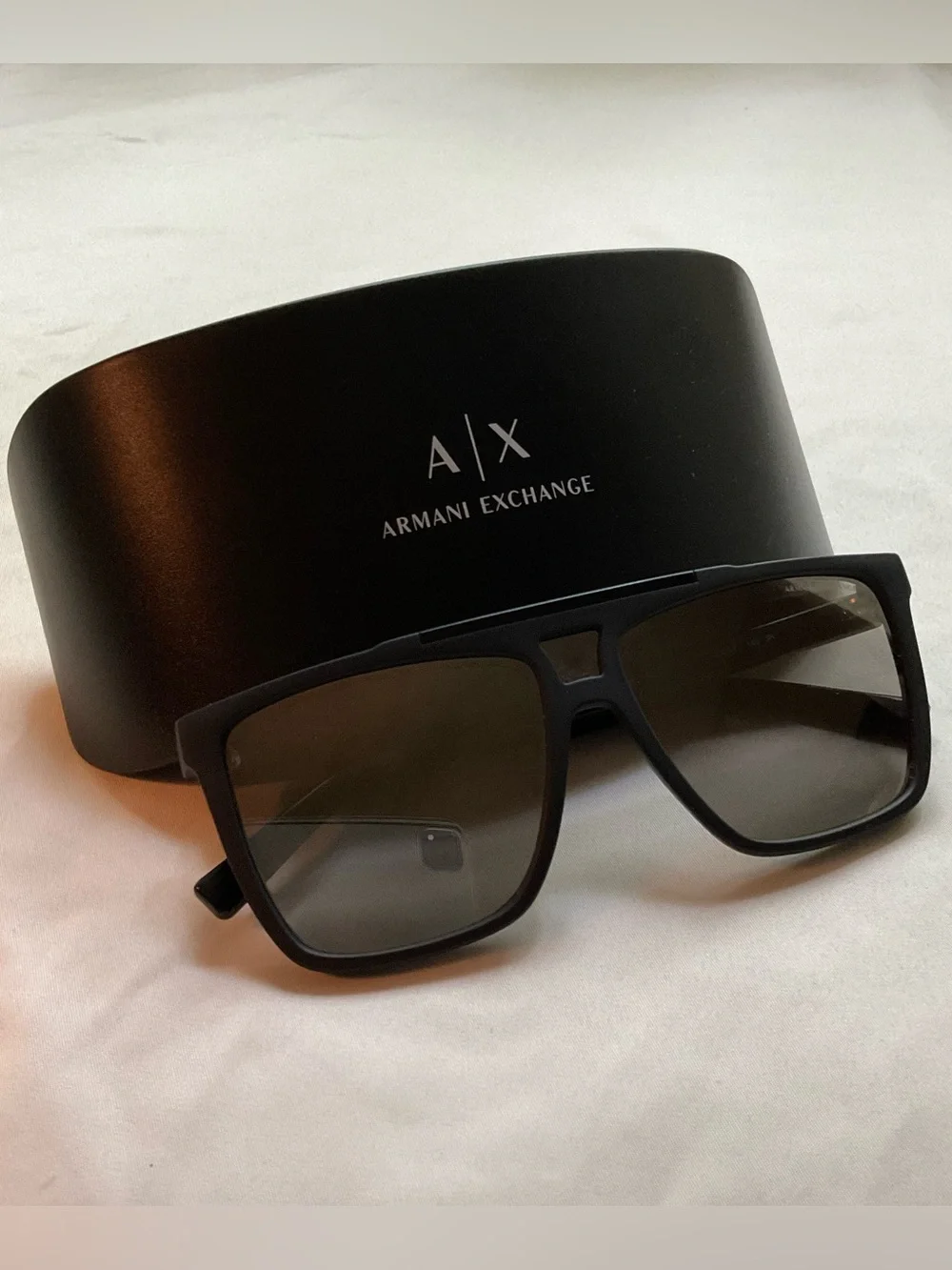Armani Exchange Matte Black Sunglasses with Dark Lenses
